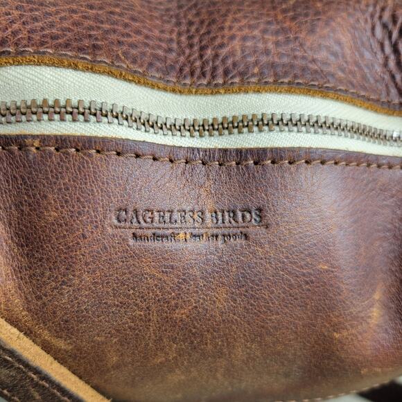 Cageless Birds Brown Leather Shoulder Bag Tote - Picture 5 of 13